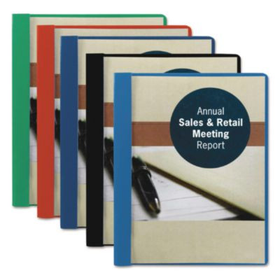 Poly Report Cover, Tang Clip, Letter, 1/2" Capacity, Clear/Red, 25/Box