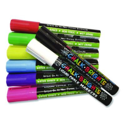 Chalk Brights Liquid Chalk Markers, Broad Reversible Bullet/Chisel Tips, Assorted Colors, 8/Pack