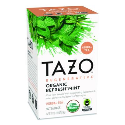 Tea Bags, Organic Refresh Mint, 16/Box