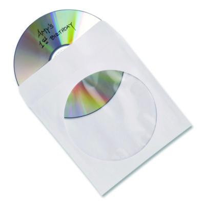 Cd/Dvd Sleeves, 1 Disc Capacity, Clear/White, 50/Box