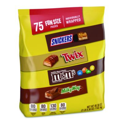 Fun Size Milk Chocolate Variety Pack, Assorted, 40.3 Oz, 75 Pieces