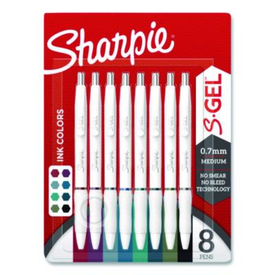 S-Gel Fashion Barrel Gel Pen, Retractable, Medium 0.7 Mm, Assorted Ink, White Barrel, 8/Pack