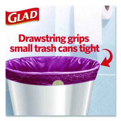 Odorshield Small Drawstring Trash Bags, 4 Gal, Cherry Blossom Scent, 0.5 Mil, 18" x 17", Pink, 34/Box