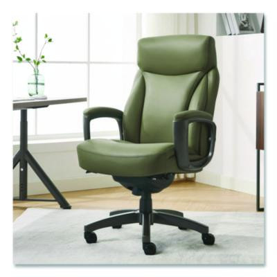 Arcadian Bonded Leather Executive Chair, Supports Up To 275 Lb, 19" x 22" Seat Height, Olive Back/Seat, Gray/Black Base