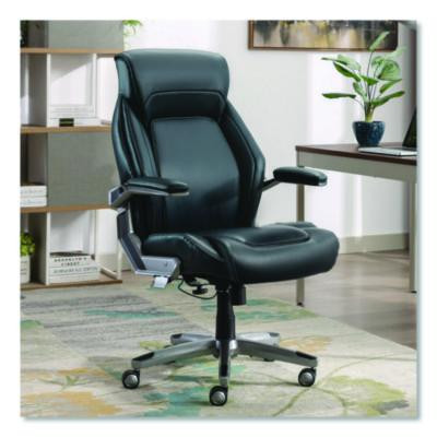 Meyer Bonded Leather Executive Chair, Supports Up To 275 Lb, 19" x 22.75", Navy Seat, Navy/Back, Silver Base