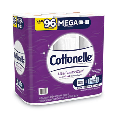Ultra Comfortcare Toilet Paper, Soft Bath Tissue, Mega Rolls, Septic Safe, 2-Ply, White, 284 Sheets/Roll, 24 Rolls/Pack