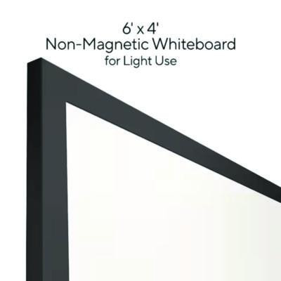 Melamine Dry Erase Board, 72" x 48", White Surface, Black Aluminum Frame