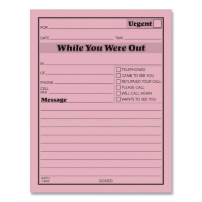While You Were Out Memo Pad, One-Part (No Copies), 4.25 x 5.5, 50 Forms/Pad, 12 Pads/Pack