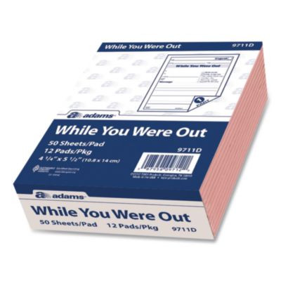 While You Were Out Memo Pad, One-Part (No Copies), 4.25 x 5.5, 50 Forms/Pad, 12 Pads/Pack