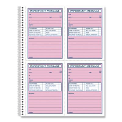 Important Message Book, Two-Part Carbonless, 4 Forms/Sheet, 400 Forms Total