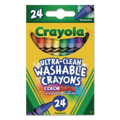 Ultra-Clean Washable Crayons, Regular Size, 0.31" x 3.63", 24 Assorted Colors, 24/Pack