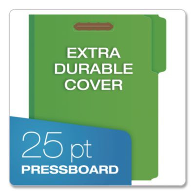 Top Tab Fastener Folder, 1/3-Cut Tab: Assorted, Expands 2", 2 Fasteners, Letter Size, Green, 25/Box