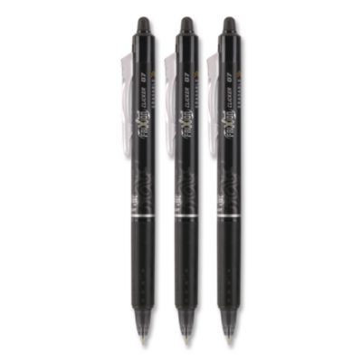 Frixion Ball Clicker Erasable Gel Pen, Retractable, Fine 0.7 Mm, Black Ink, Black Barrel, 3/Pack