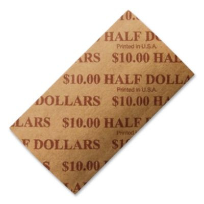 Flat Coin Wrapper, Half-Dollars, Brown, 1,000/Pack