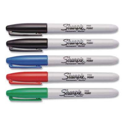 Fine Tip Permanent Markers, Fine Tip, Assorted Colors, 5/Pack
