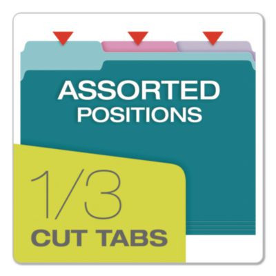 Colored File Folders, 1/3-Cut Tabs: Assorted, Letter Size, Bright Assorted Colors, 100/Box