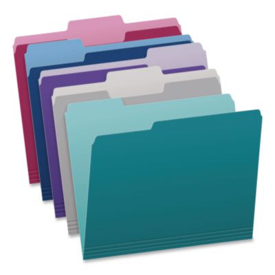Colored File Folders, 1/3-Cut Tabs: Assorted, Letter Size, Bright Assorted Colors, 100/Box
