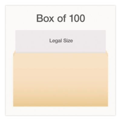 Manila File Folders, Straight Tabs, Legal Size, 0.75" Expansion, Manila, 100/Box