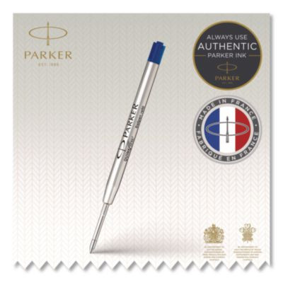 Quinkflow Refill For Parker Ballpoint Pen, Medium Conical Tip, Blue Ink, 3/Pack