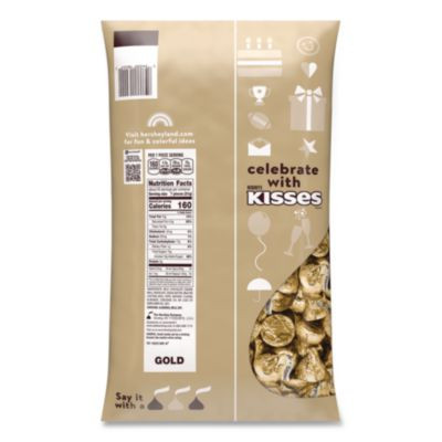 Kisses With Almonds, Gold Foils, 60 Oz Bag