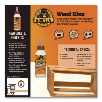 Wood Glue, 8 Oz, Dries Light Tan
