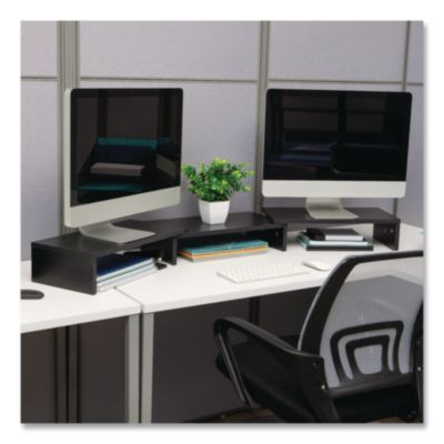 Adjustable Dual Monitor Stand, 18.1 To 51.25 x 9.25 x 4.75, Black, Supports 44 Lbs