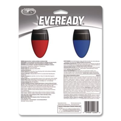 Led Economy Flashlight, 2 D Batteries (Included), Red/Blue, 2/Pack