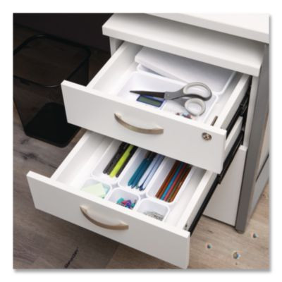 Eight-Piece Plastic Drawer Organizer, White