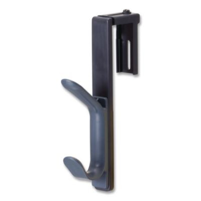 Cubicle Double Coat Hook, Plastic, Gray, Supports 10 Lbs