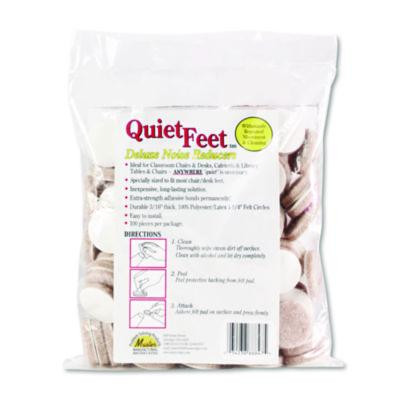 Quiet Feet Deluxe Noise Reducers, 1.25" Dia, Circular, Beige, 100/Pack