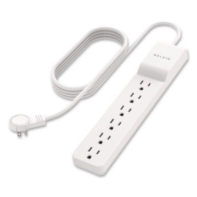 Home/Office Surge Protector, 6 Ac Outlets, 4 Ft Cord, 720 J, White