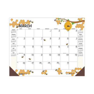 Recycled Honeycomb Desk Pad Calendar, Honeycomb Artwork, 18.5 x 13, White/Multicolor Sheets, 12-Month (Jan To Dec): 2026