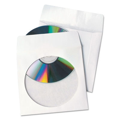 Tech-No-Tear Poly/Paper Cd/Dvd Sleeves, 1 Disc Capacity, White, 100/Box