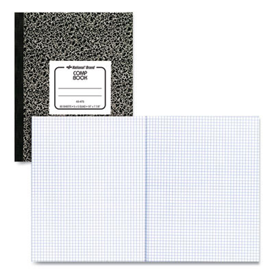 Composition Book, Quadrille Rule (5 Sq/In), Black Marble Cover, (80) 10 x 7.88 Sheets