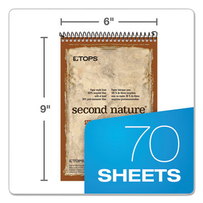 Second Nature Recycled Notepads, Brown Cover, Gregg Rule, (70) White 6 x 9 Sheets