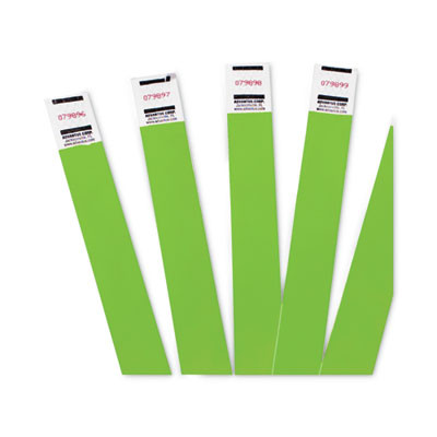 Crowd Management Wristbands, Sequentially Numbered, 9.75" x 0.75", Neon Green, 500/Pack