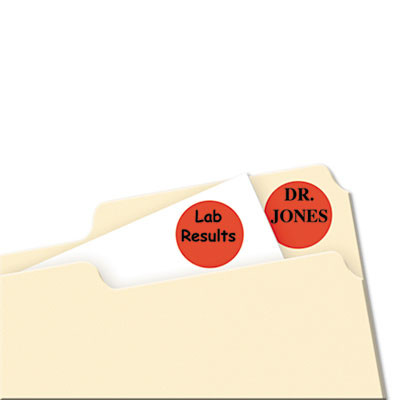 Printable Self-Adhesive Removable Color-Coding Labels, 0.75" Dia, Neon Red, 24/Sheet, 42 Sheets/Pack, (5467)