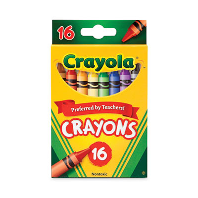 Classic Color Crayons, Peggable Retail Packaging, Regular Size, 0.31" x 3.63", 16 Assorted Colors, 16/Pack