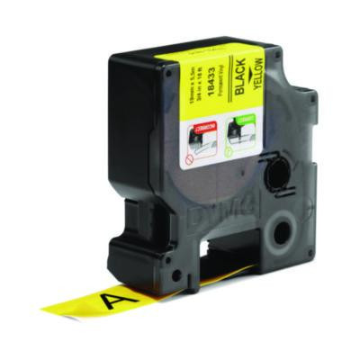 Rhino Permanent Vinyl Industrial Label Tape, 0.75" X 18 Ft, Yellow/Black Print