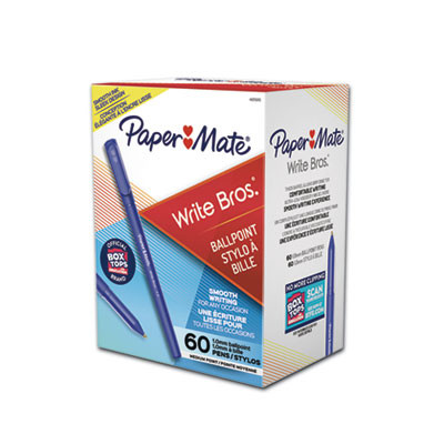 Write Bros. Ballpoint Pen Value Pack, Stick, Medium 1 Mm, Blue Ink, Blue Barrel, 60/Pack