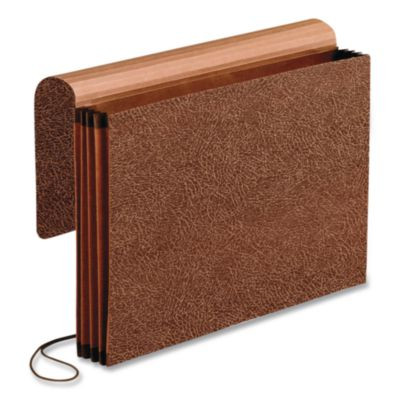 Premium Reinforced Expanding Wallet, 3.5" Expansion, 1 Section, Elastic Cord Closure, Legal Size, Red Fiber, 5/Box