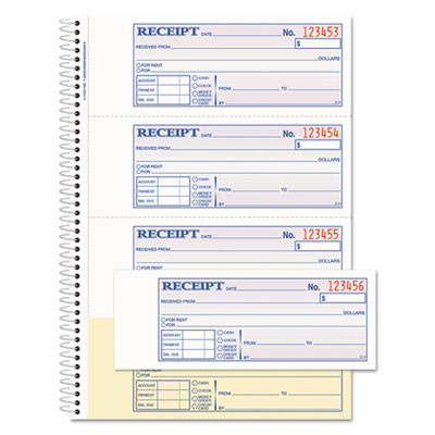 Multipart Money/Rent Receipt Book, Two-Part Carbonless, 7.13 x 2.75, 4 Forms/Sheet, 200 Forms Total