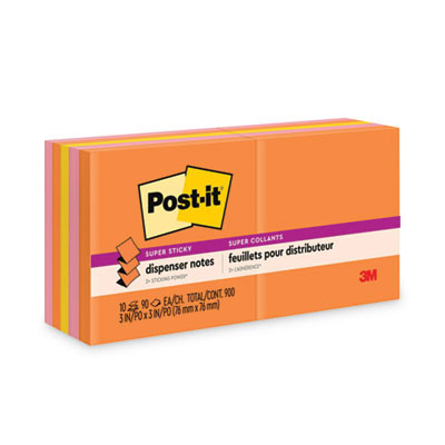 Pop-Up 3 x 3 Note Refill, 3" x 3", Energy Boost Collection Colors, 90 Sheets/Pad, 10 Pads/Pack