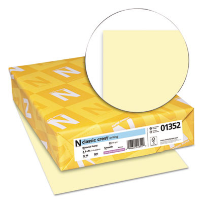 Classic Crest Stationery, 24 Lb Bond Weight, 8.5 x 11, Baronial Ivory, 500/Ream