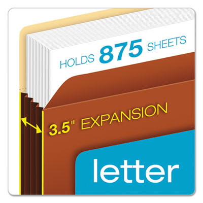 File Pocket With Tyvek, 3.5" Expansion, Letter Size, Redrope, 10/Box
