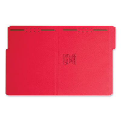 Top Tab Colored Fastener Folders, 1/3-Cut Tab: Assorted, Expands 0.75", 2 Fasteners, Letter Size, Red, 50/Box