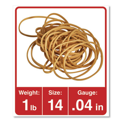 Rubber Bands, Size 14, 0.04" Gauge, Beige, 1 Lb Box, 2,200/Pack