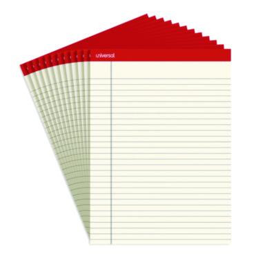 Colored Perforated Ruled Writing Pads, Wide/Legal Rule, (50) Ivory 8.5 x 11 Sheets, Dozen