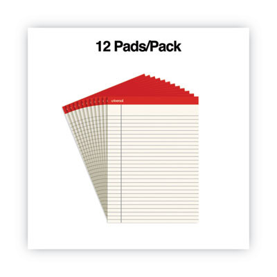 Colored Perforated Ruled Writing Pads, Wide/Legal Rule, (50) Ivory 8.5 x 11 Sheets, Dozen