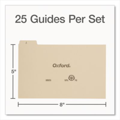 A-Z Index Card Dividers, Pre-Printed, 1/5-Cut Top Tab For 5 x 8 Cards, Manila, 25/Pack